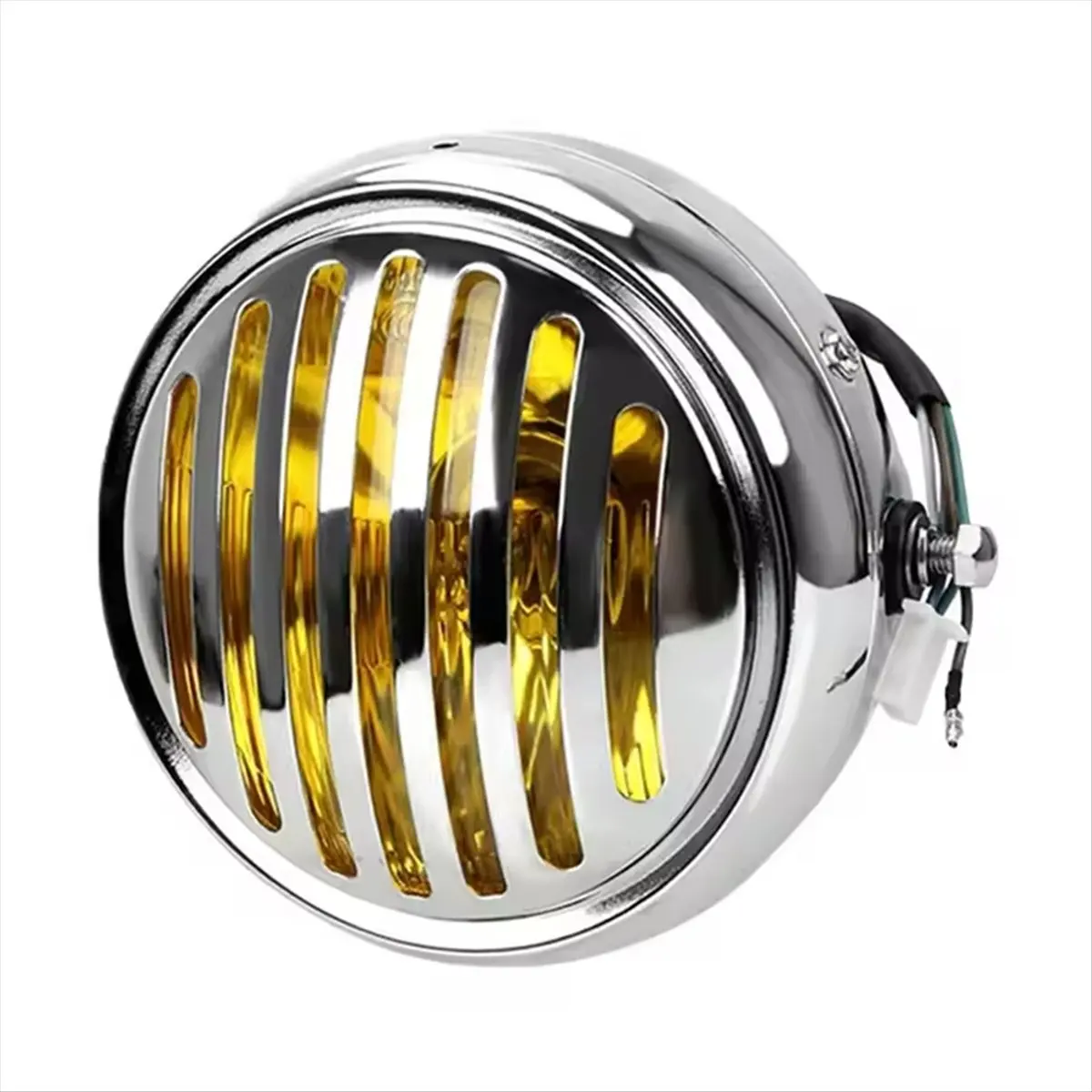 Compatible For Gn125/Cg125 Modified Retro Universal Motorcycle 12V Black Shell Front Retro Round Headlight
