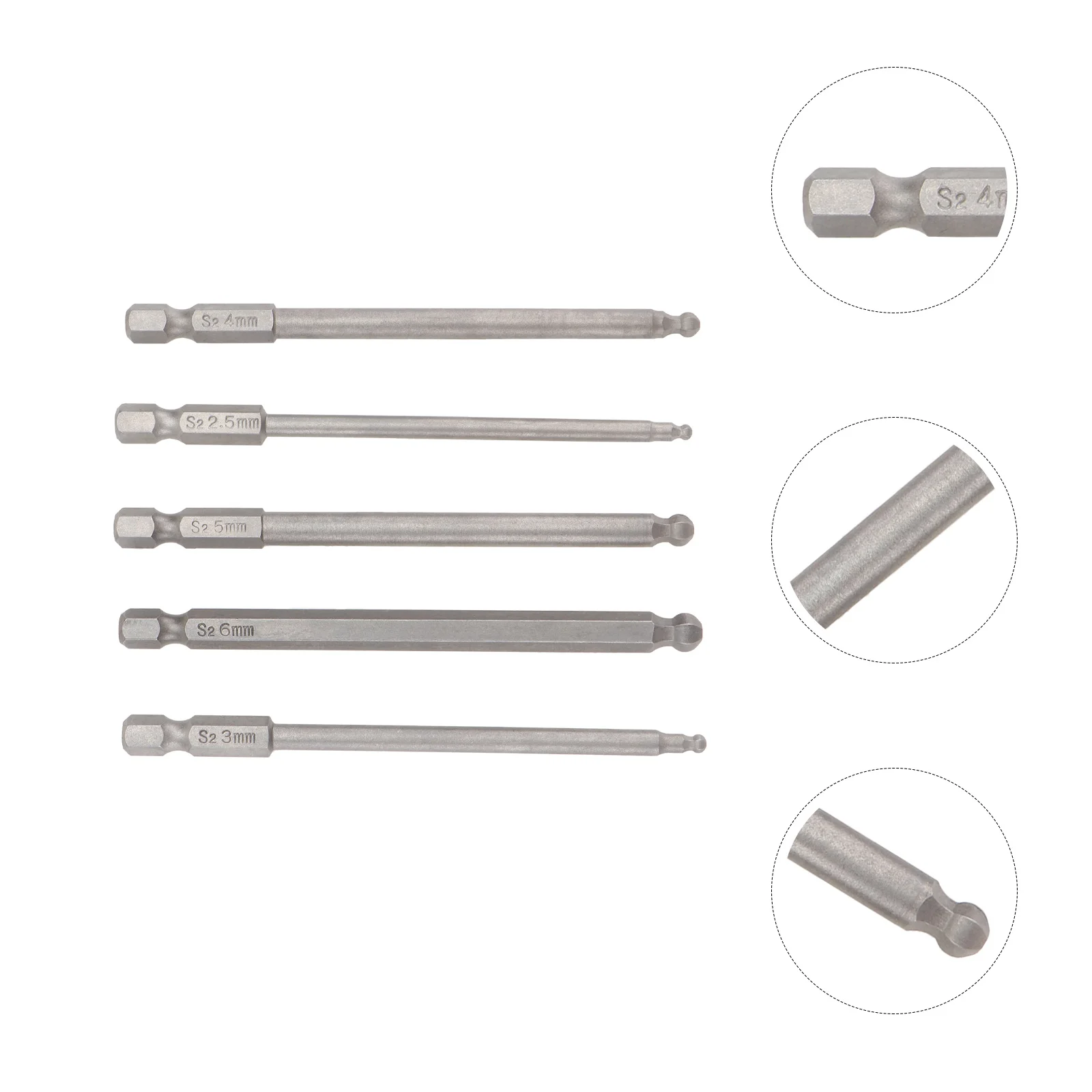 

5 шт. набор шариковых бит, прочные магнитные стальные шестигранные отвертки 2,5 мм, 3 мм, 4 мм, 5 мм, 6 мм, 100 мм для дрели, совместимость с отверткой