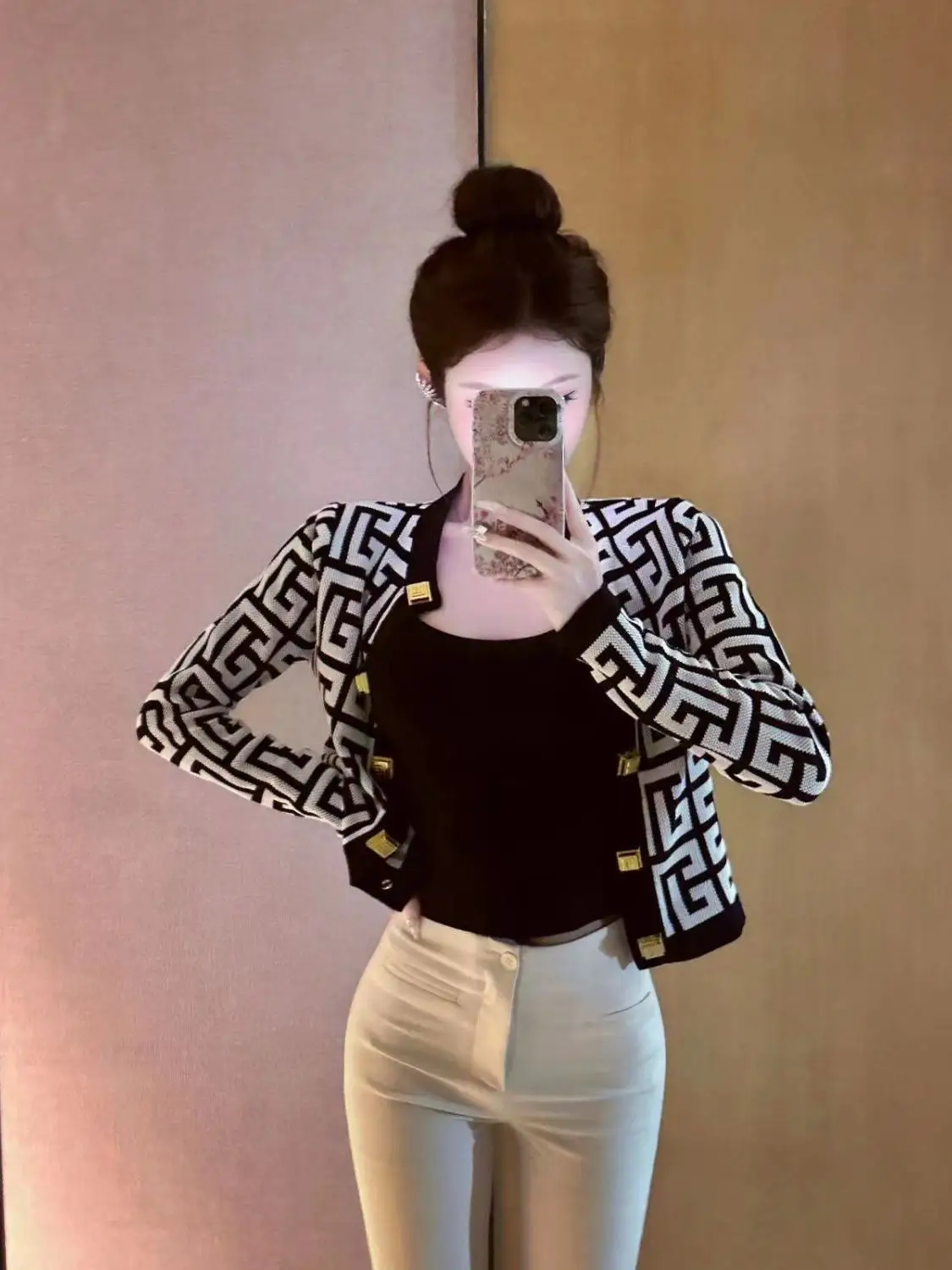 

Sweet Style Temperament Youthful-Looking Coat Women French Fashion Super Hot All-Match Slim Fit Slimming outside Wear Cardigan