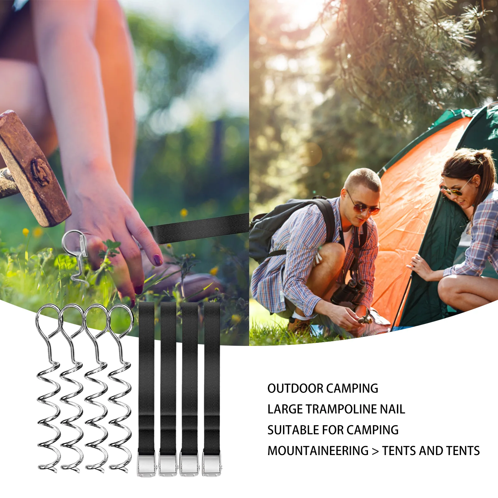 Heavy Duty Trampoline Stakes Corkscrew Shape Trampoline Stakes With Strong Strap Ground Anchors For Trampolines Swings