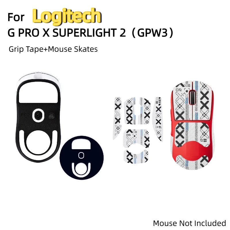 For Logitech G PRO X SUPERLIGHT 2 GPW3 Mouse,ICE PTFE MouseSkates&Anti-Slip Sweat Resistant Grip Tape Set Gaming Accessories