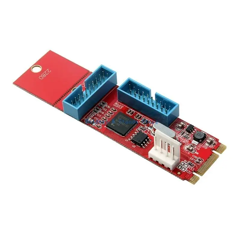 Y4UE High Data Transfer M.2 to 2 Port 19Pin 20Pin Female Adapter Card USB3.0 Motherboard 19Pin 20Pin Power Connector