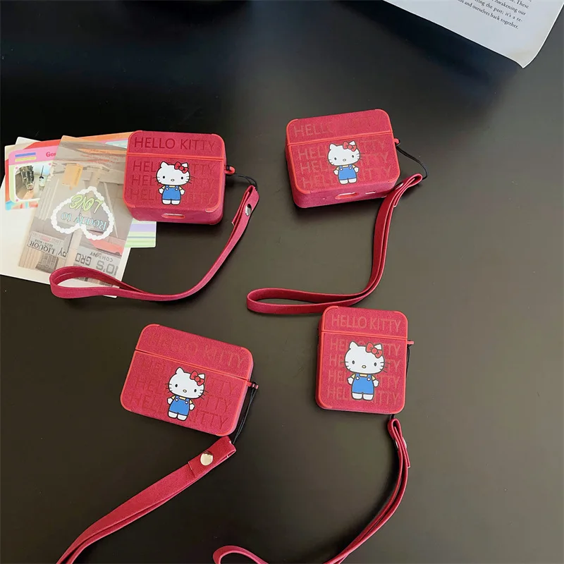 

Hello Kitty Red For Airpods Pro 2 Case,PU Leather Earphone Anime Cover Case For Airpods Pro/Airpods 3 2021/Airpods 1/2 For Girls