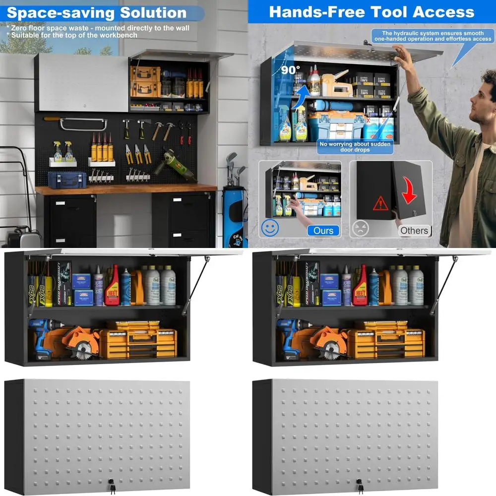 

20 Wall-Mounted Garage Cabinet with Lockable Door and Adjustable Shelf for Small Tools and Storage