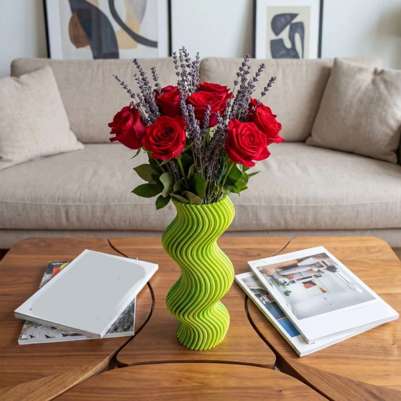  3D Printed Decorative Vases for Table Centerpieces, Shelves, and Floral Display