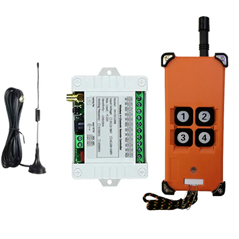 3000M 433MHz Industrial DC 12V 24V 36V 4CH 4 CH RF Wireless Remote Control OverheadTravelling Crane System Receiver Digital Key