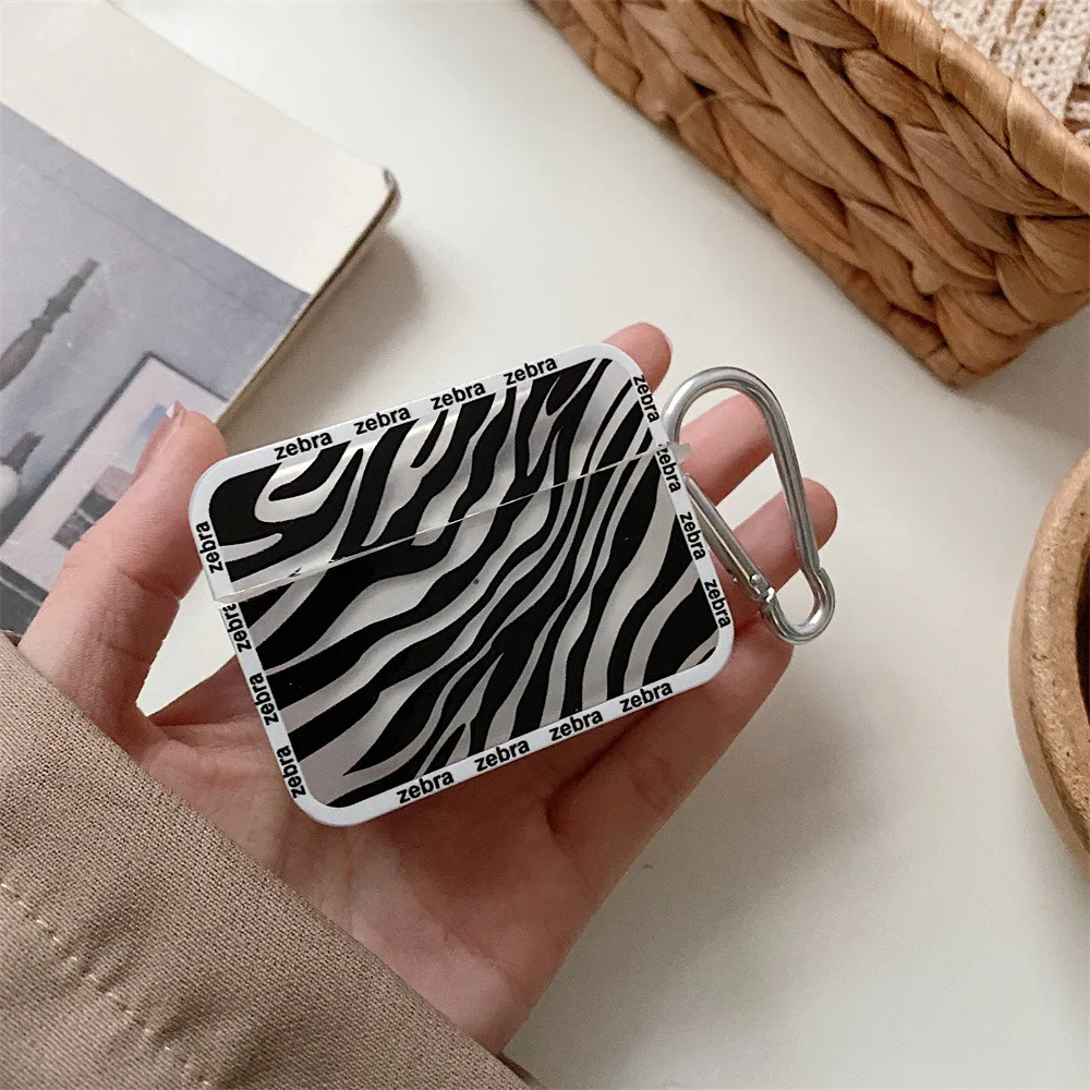 Fashion Cow Zebra Stripes Case For Apple AirPods 1 2 3 Pro 2nd Bluetooth Headphone Cover Silicone Soft Protective Case Keychain