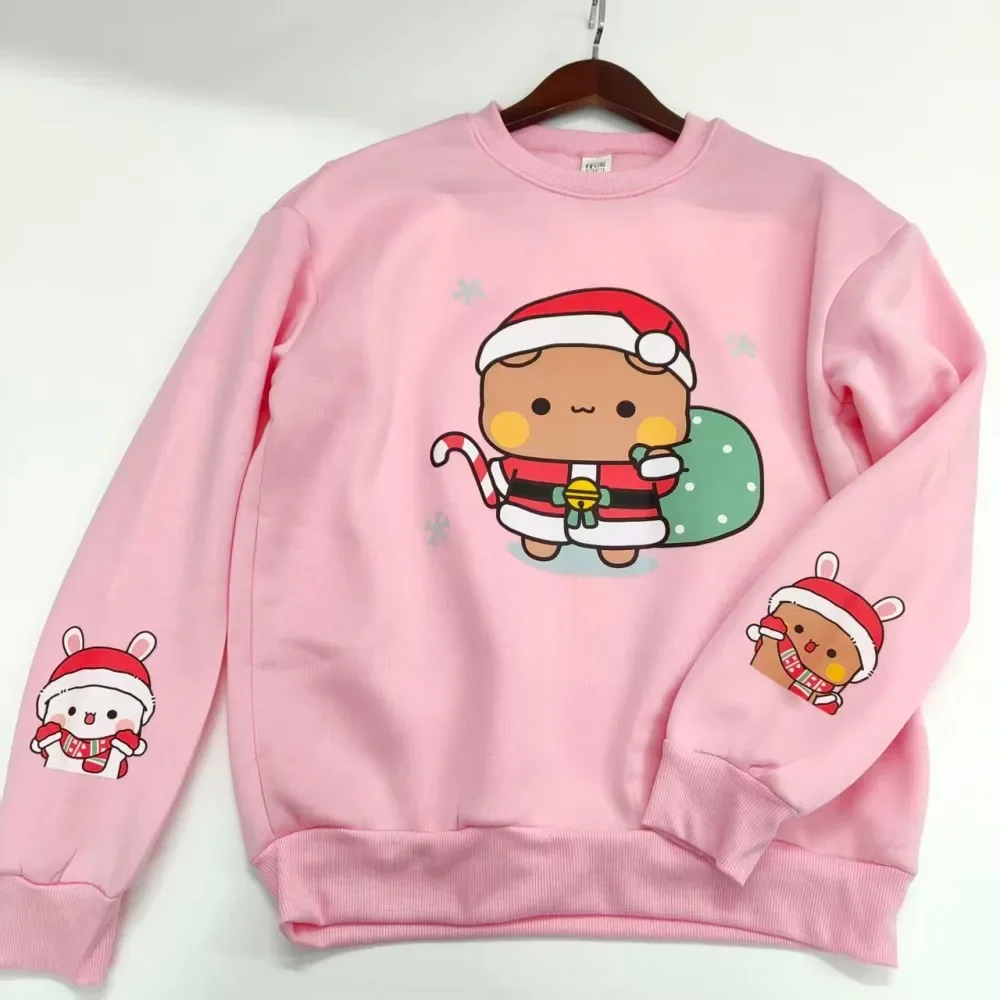 Santa Dudu Christmas Hoodie Panda Bear Bubu and Dudu Couples Hoodie Unisex Kawaii Sweatshirt Cartoon Graphic Hoodie Couples Gift