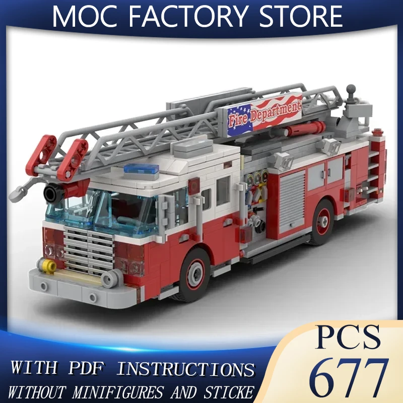 

City Vehicle Model Moc Building Bricks American Fire Truck Technology Modular Blocks Gifts Christmas Toys DIY Sets Assembly