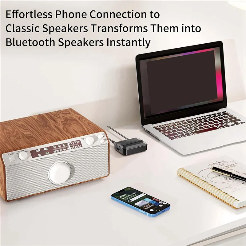 AS95-2X NFC مستقبل بلوتوث، محول بلوتوث 5.3 AUX للسيارة، جهاز استقبال الصوت اللاسلكي للمنزل ستيريو/مكبر الصوت/الموسيقى
