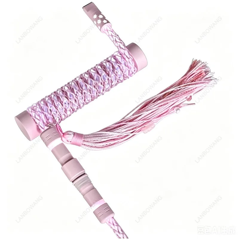 D22 Spiral Single Crystal Copper Full Pink White Light Aviation Plug Cable For Custom Mechanical Keyboard Mod Parts