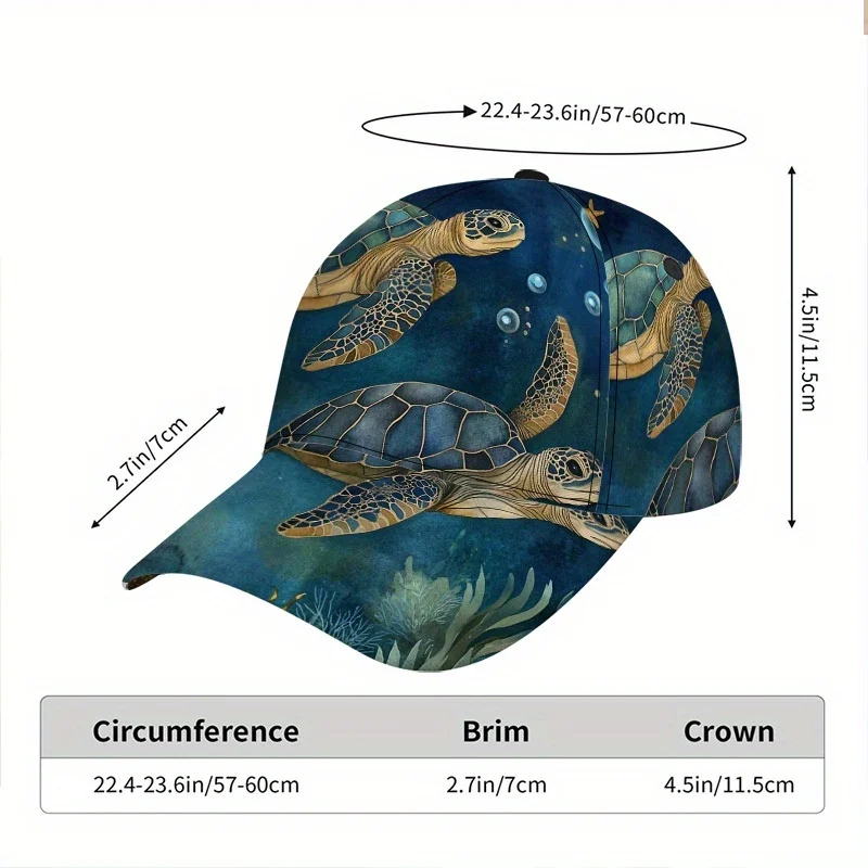 Mystical Sea Turtles Journey Print Classic Baseball Cap Ideal for Daily Wear Adjustable Design Lightweight Comfort for Traveling