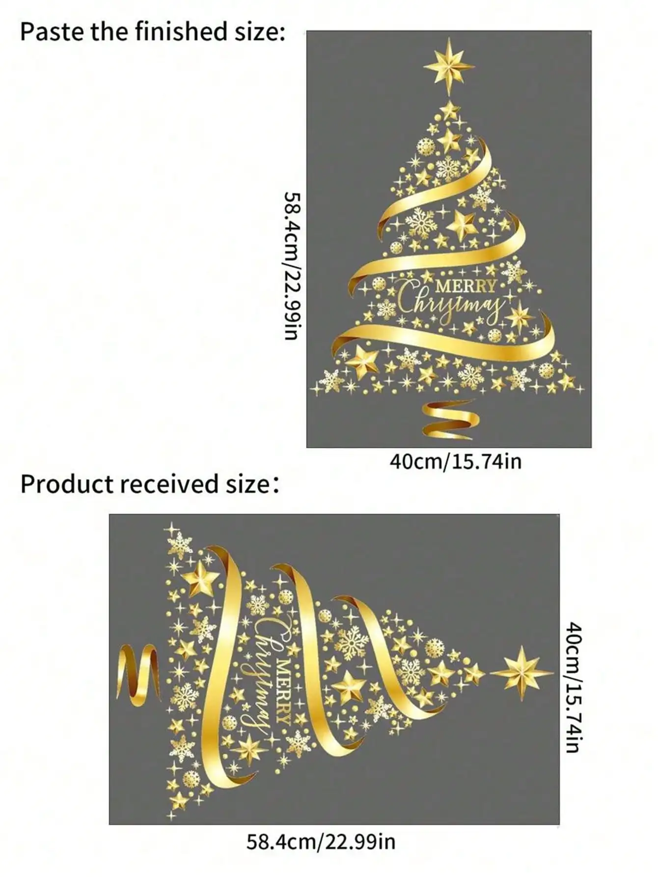 1pc Gold Christmas Tree Decorative Glass Sticker,Shop Window Decor,Golden Christmas Garland Window Stickers Christmas Decoration