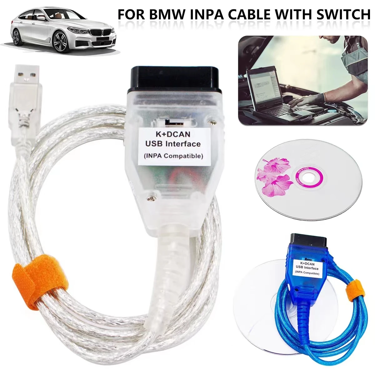 Inpa K+CAN K+DCAN FT232RL Suitable For BMW Diagnostic Tools Car Detection line Switch Blue