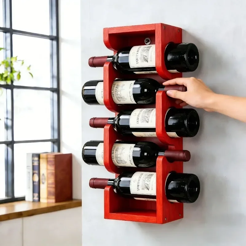 Wooden Wine Bottle Storage Rack Modern Wall Mounted Wine Rack Simple Space Saving Holder Living Room Dining Room Wall Shelf