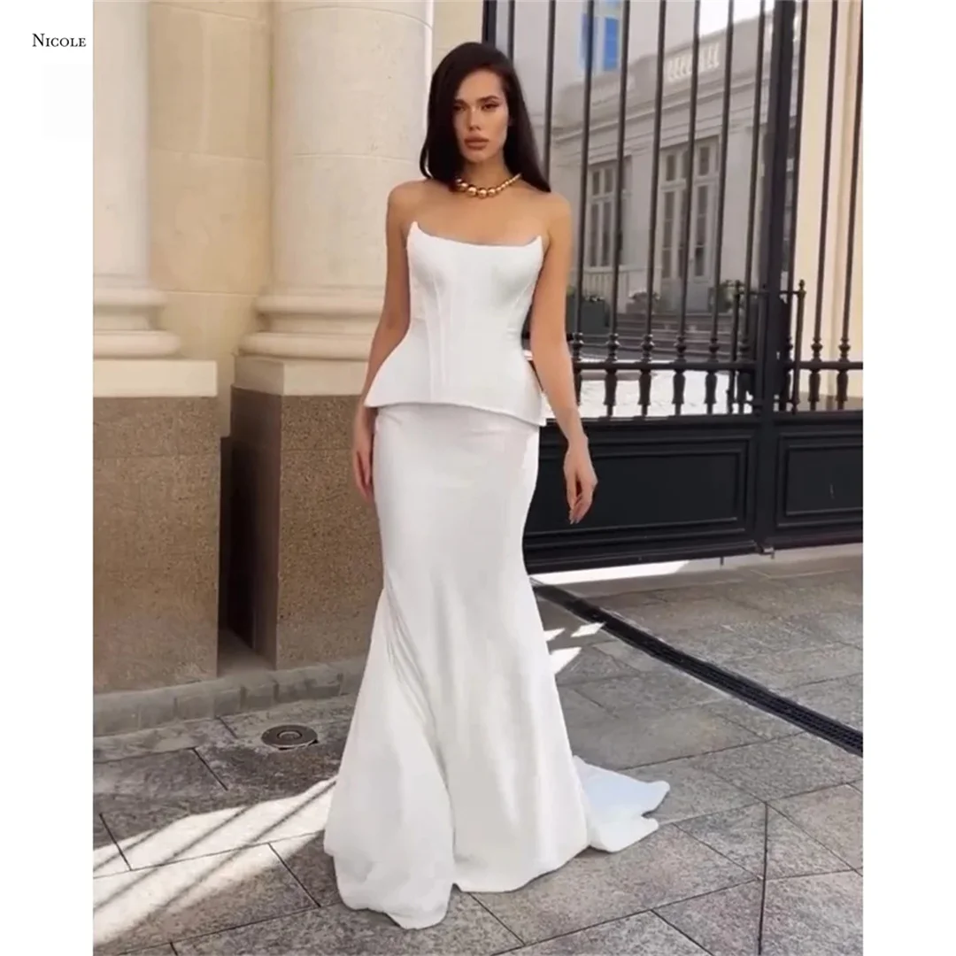 

Nicole Piglet Breast Dresses Gala Dress Custom Made Party Dress for Wedding Dresses Wedding Line A Satin Cloth Elegant Gown Prom