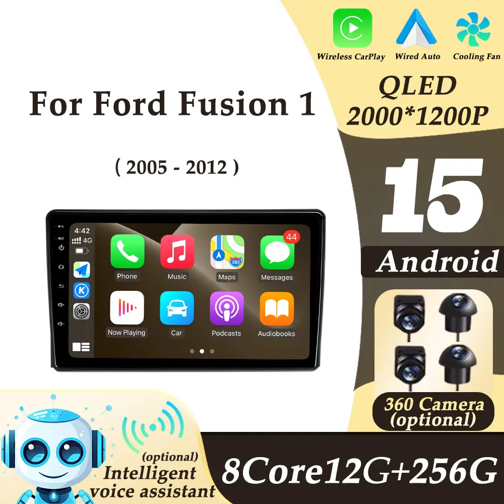 For Ford Fusion 1 2005 - 2012 Wireless CarPlay Android 15 Car Radio Multimedi Player Video Split Screen GPS Navi DSP 2K QLED BT