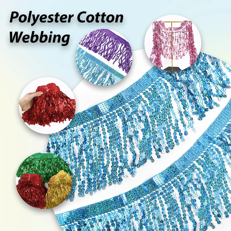 

5/9/18M 16cm Sequins Fringe Tassels Latin Dress Decorative Trimmings Lace Trim Curtain Garment Tassel Fringes Sewing Accessories