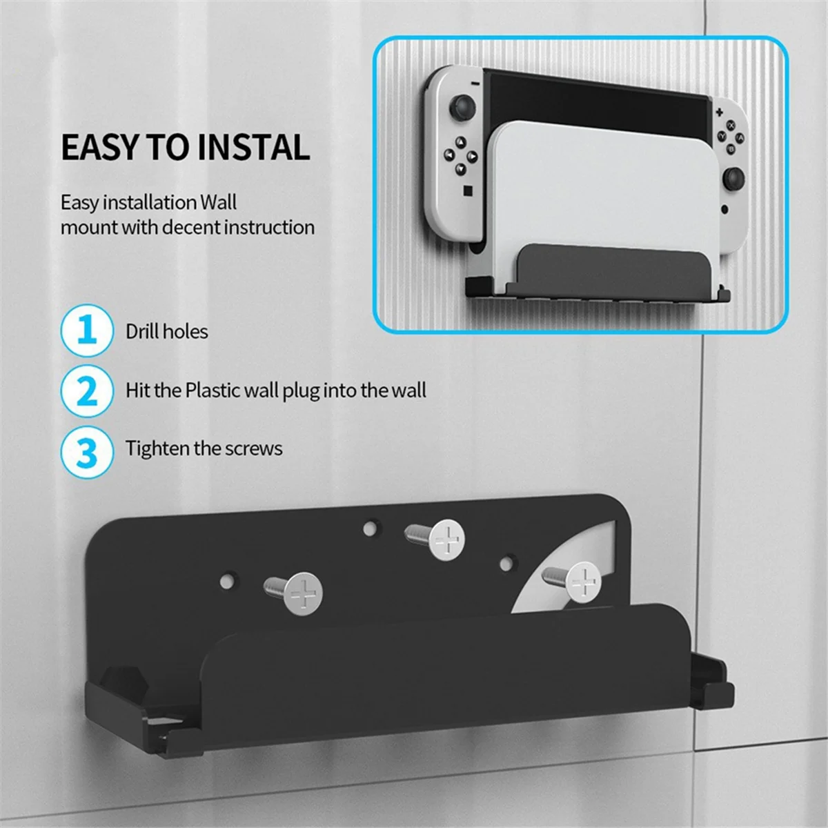 Game Console Wall Mounted Holder Bracket for Switch/ Host Handle Hanger Wall Mount Storage Rack White