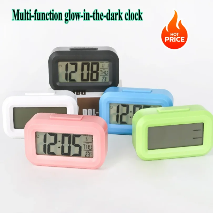 Alarm Clock Digital Clock LED Electronic With Backlight Snooze Calendar For Home Office Desktop Table Screen Display Watch