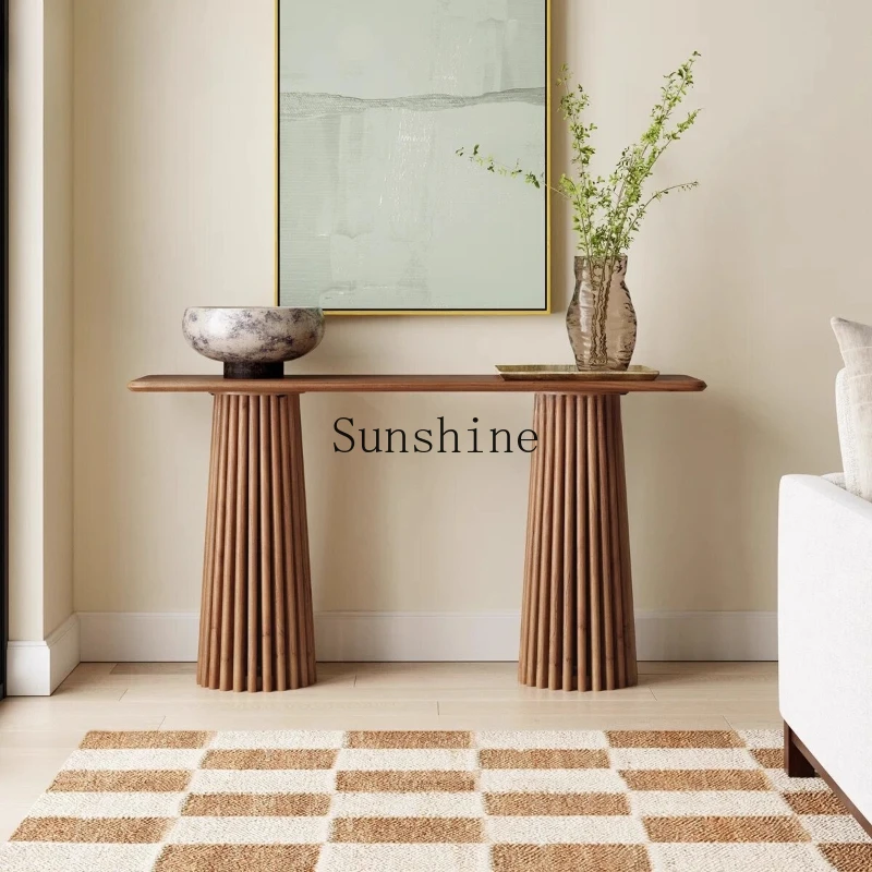 

Simple retro solid wood porch table case foyer modern minimalist high-end sense against the wall