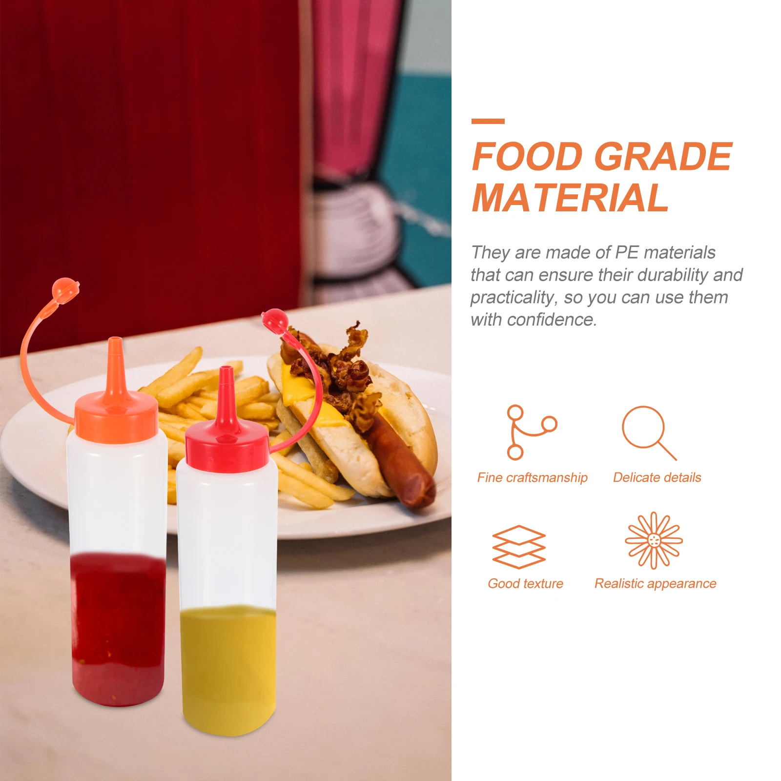 

2Pcs Sauce Squeezing Bottles Plastic Ketchup Condiment Salad Dressing Storage Easy Pour BBQ Party Banquet Camping Trip
