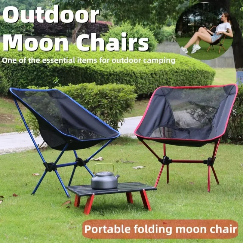 Portable outdoor folding chair, ultra-light camping chair, beach leisure lounge chair, outdoor fishing chair, hiking beach tools