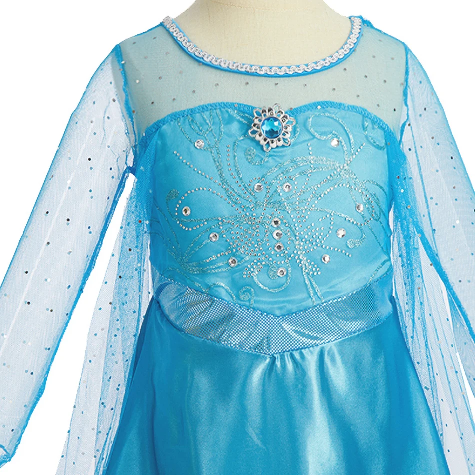 Disfraz de princesa para niños, Elsa, Halloween, Carnaval, capa de tul, Maxi vestido para niñas, ropa de Reina de la nieve, vestidos de Cosplay para niños