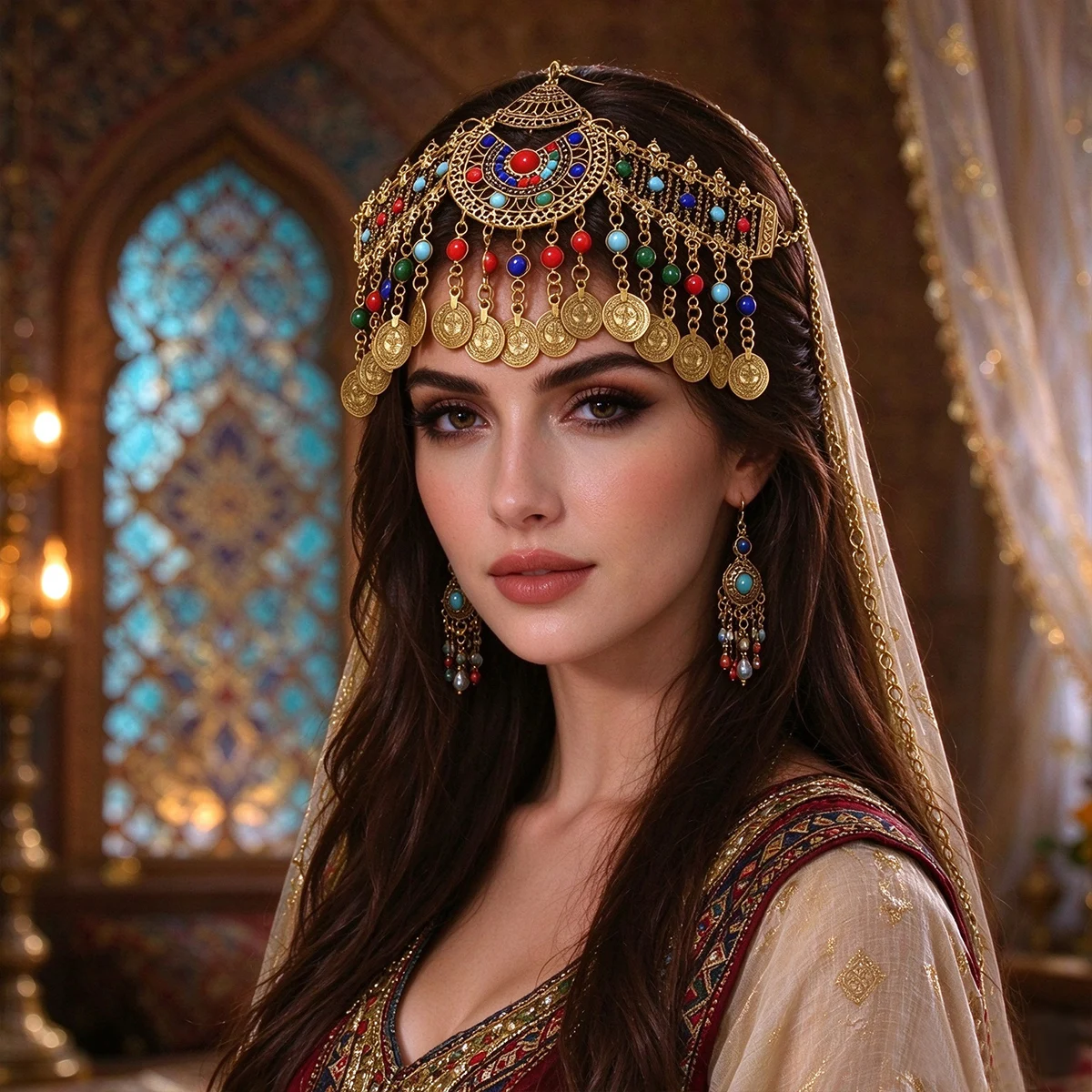Bohemia Coin Tassel Beads Head Chain Headdress Ethnic Tribal India Kurdish Hair Accessories Gypsy Tribal Turkish Egypt Jewelry