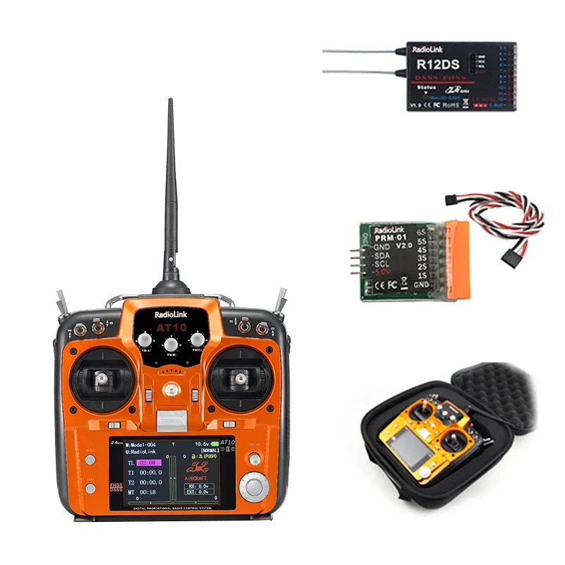 Radiolink AT10 II 12-kanałowy nadajnik RC i odbiornik R12DS 2.4G AT9S pro pilot zdalnego sterowania do dronów RC i samolotów o stałym skrzydle