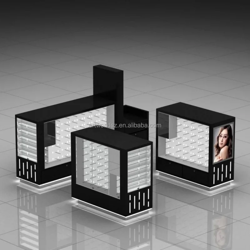 custom.Artworld Displays Simple Shopping Mall Sunglasses Display Kiosk New Eyewear Showcases