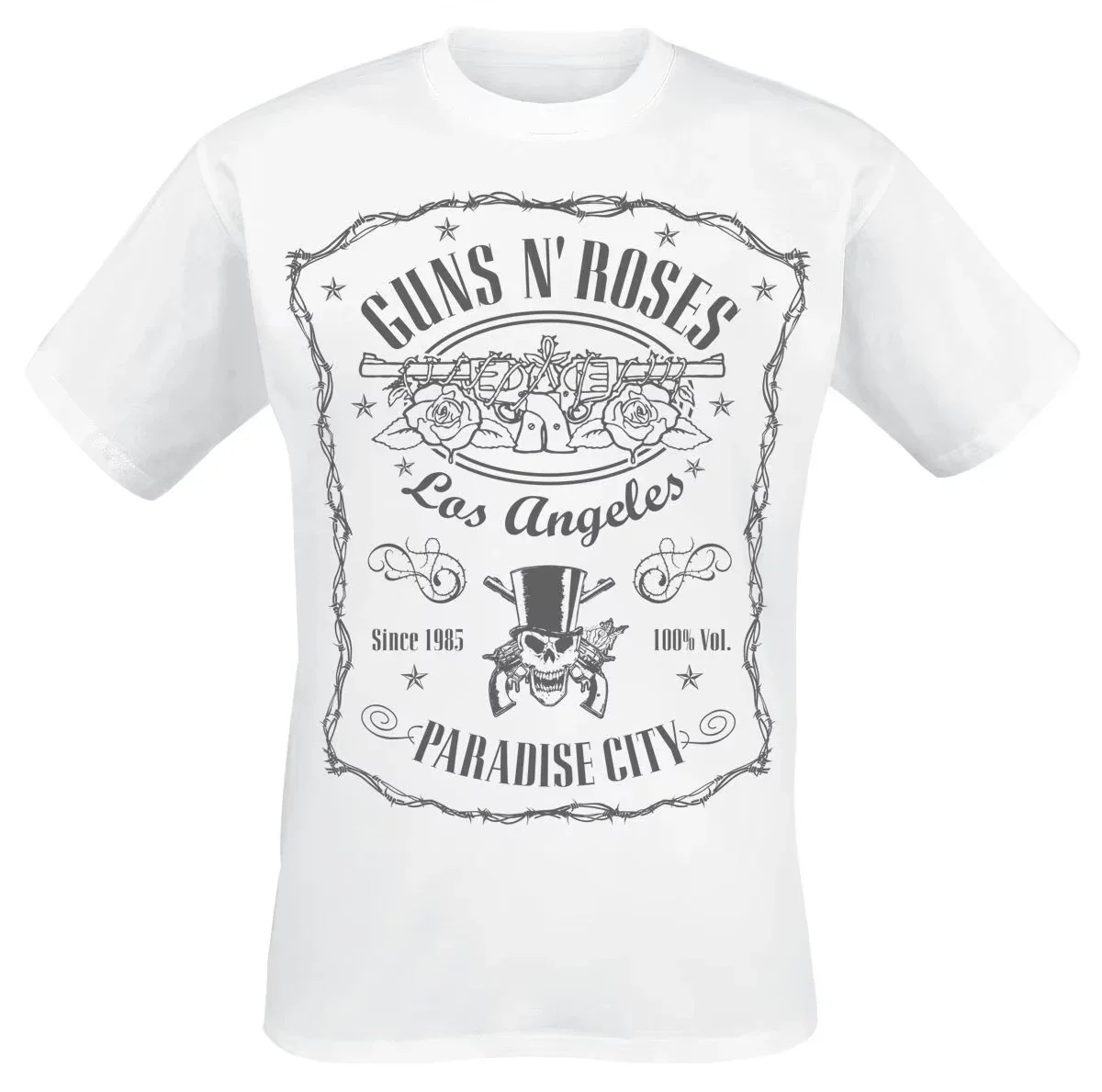 Classic Yellow Bullet Logo Guns N' Roses Band T-Shirt Cotton Graphic Tee Men Women Summer Streetwear