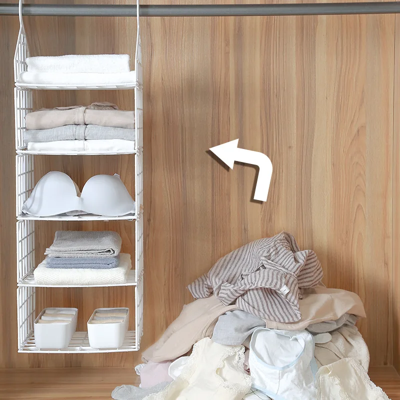 Foldable Free Installation Clothing Storage Rack Multi-layer Cabinet Hanger Organizer Stable Wardrobe Classified Hanging Bag EL