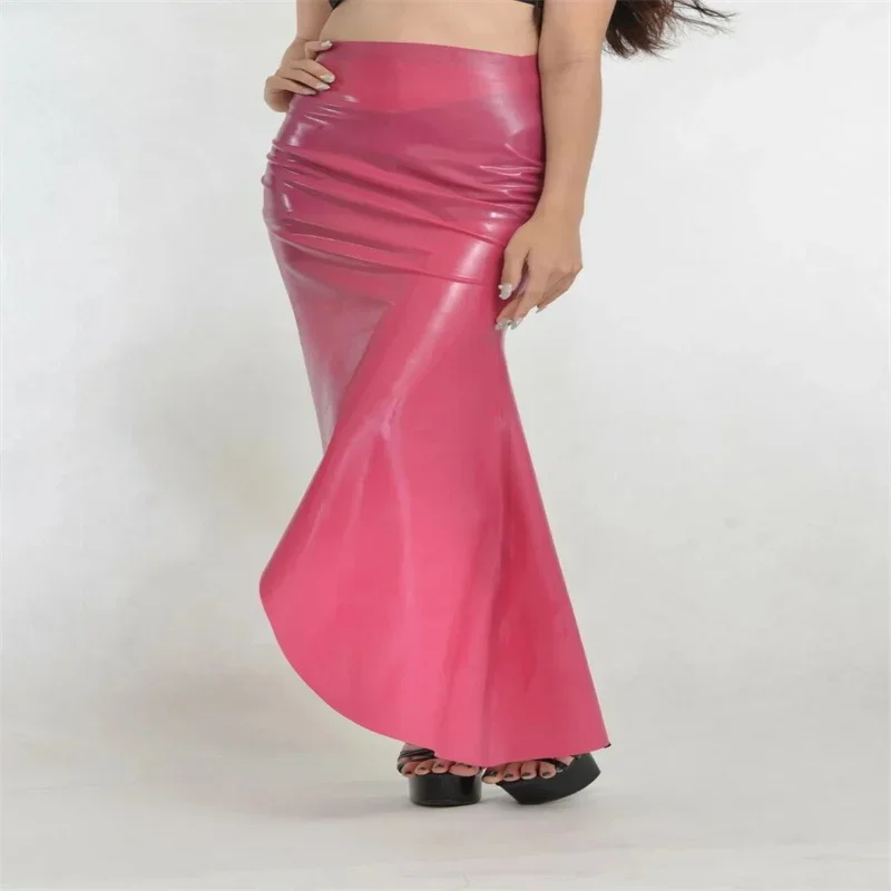 Sexy 100% Natural Latex Long Skirts Split Slim Tight Dress NO Zip Club Daily Wear 20 Colors Tight Fitted XS To XXXL