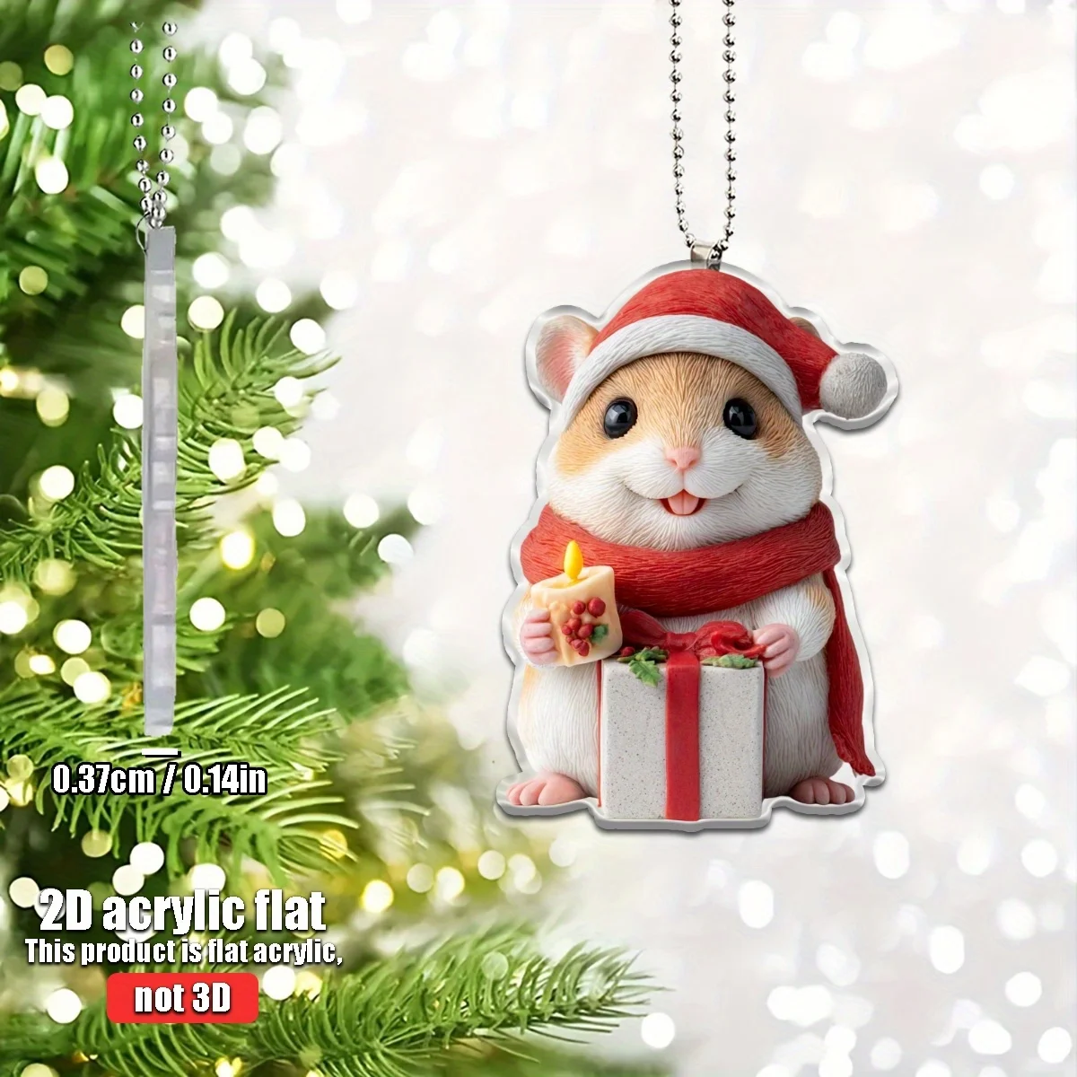 Christmas Decor Hamster Acrylic Pendant 2D Plane Design Car Interior Home Holiday Hanging Decorations Christmas Tree Decor