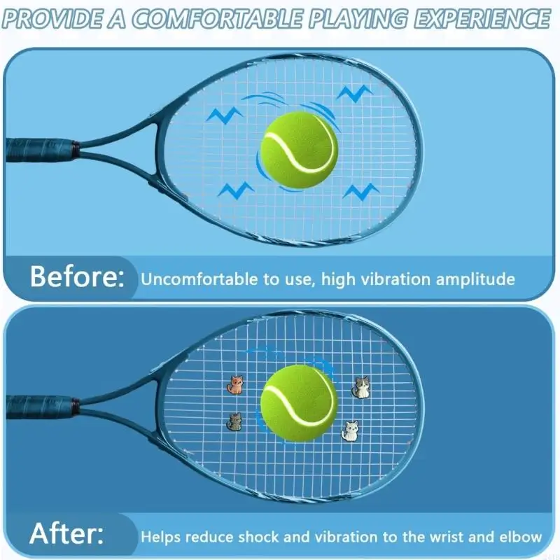 10pcs Cartoon Cats Tennis Accessories Vibration Dampeners with Multiple Designs for Styles and Comfortable 