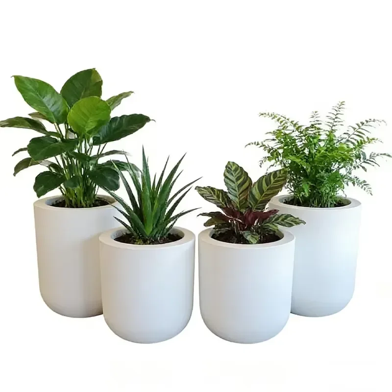 for Modern Large FRP Planter Glossy White Flower Pot Lightweight Waterproof UV Resistant for Home Hotel Mall Outdoor Garden