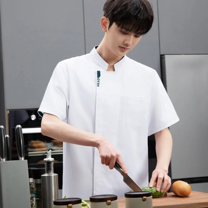 

Catering Hotel Restaurant Chef Short Sleeve Thin Summer Uniform Pastry Chef Bakery Chef Canteen Work Clothes Kitchen Clothes wit