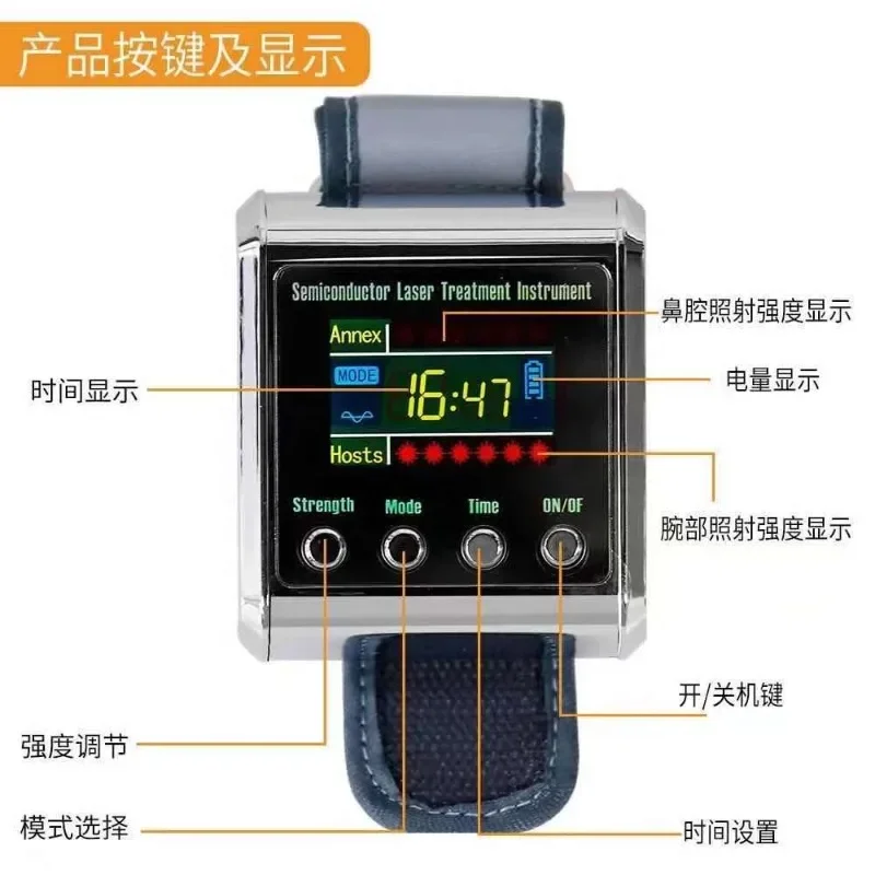 Nano-optical wave meter wrist semiconductor laser meter 650nm laser meter wrist laser physiotherapy instrument