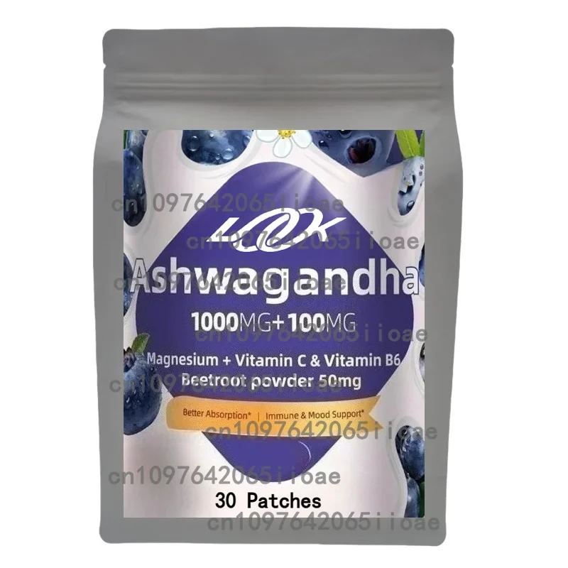 

High quaityt Organic Ashwagandha 2100mg Patch - Stress Relief, Mood & Immune Support, Thyroid Aid free shipping