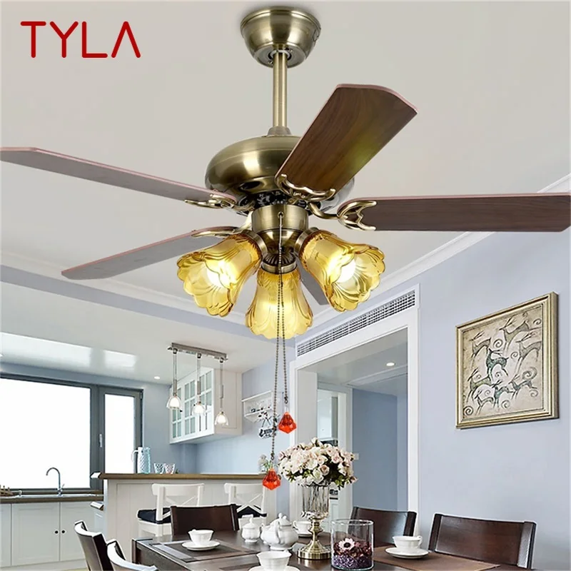 

TYLA Ceiling Fan Light Modern Simple Lamp With Straight Blade Remote Control For Home Living Room