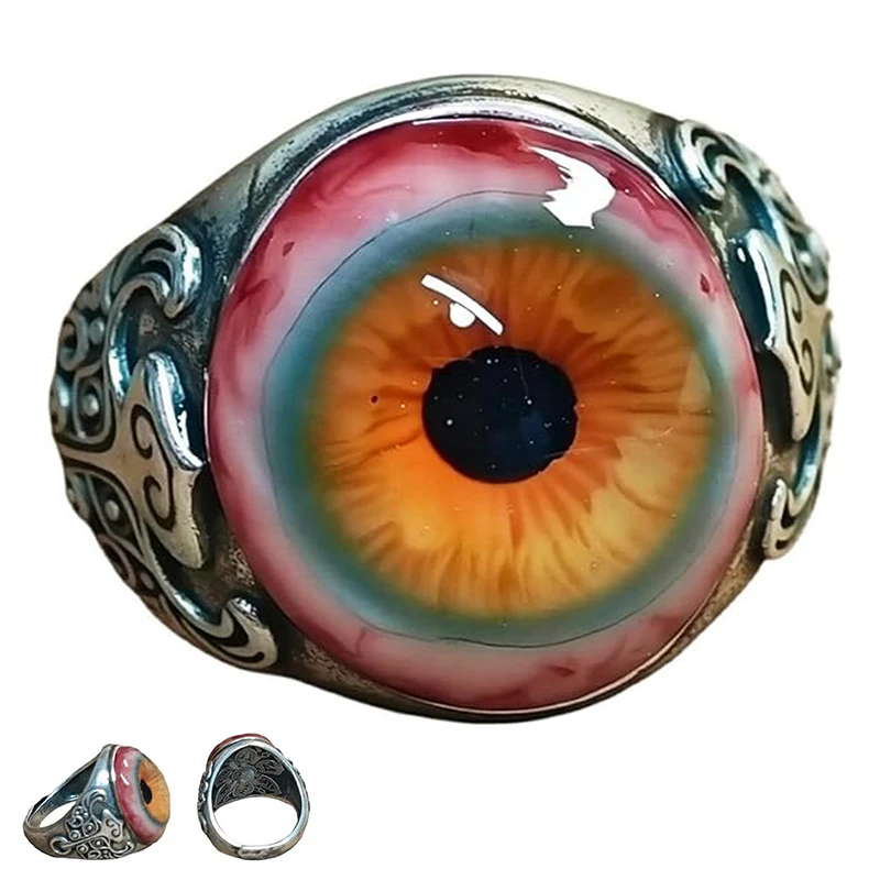 Eye Of The Veil Ring Party Rings Men Eye Of The Curtain Ring Evil Eye Ring Realistic Eyeball Design Rings Dark Lore Rings