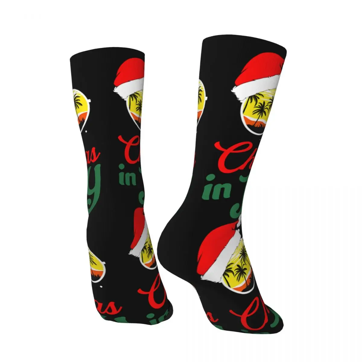 Funny Crazy Sock for Men Chill Hip Hop Vintage Christmas In July Happy Seamless Pattern Printed Boys Crew compression Sock