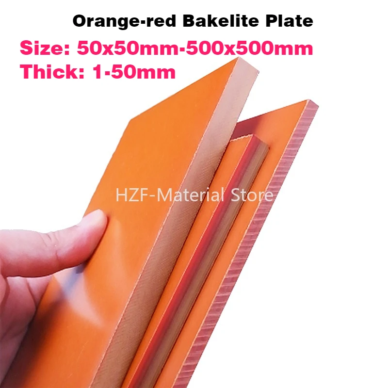 1-10Pcs Orange-red Bakelite Plate Thick 1-50mm High-temperature Resistant Insulating Electrical Bakelite Board 50x50mm-500x500mm
