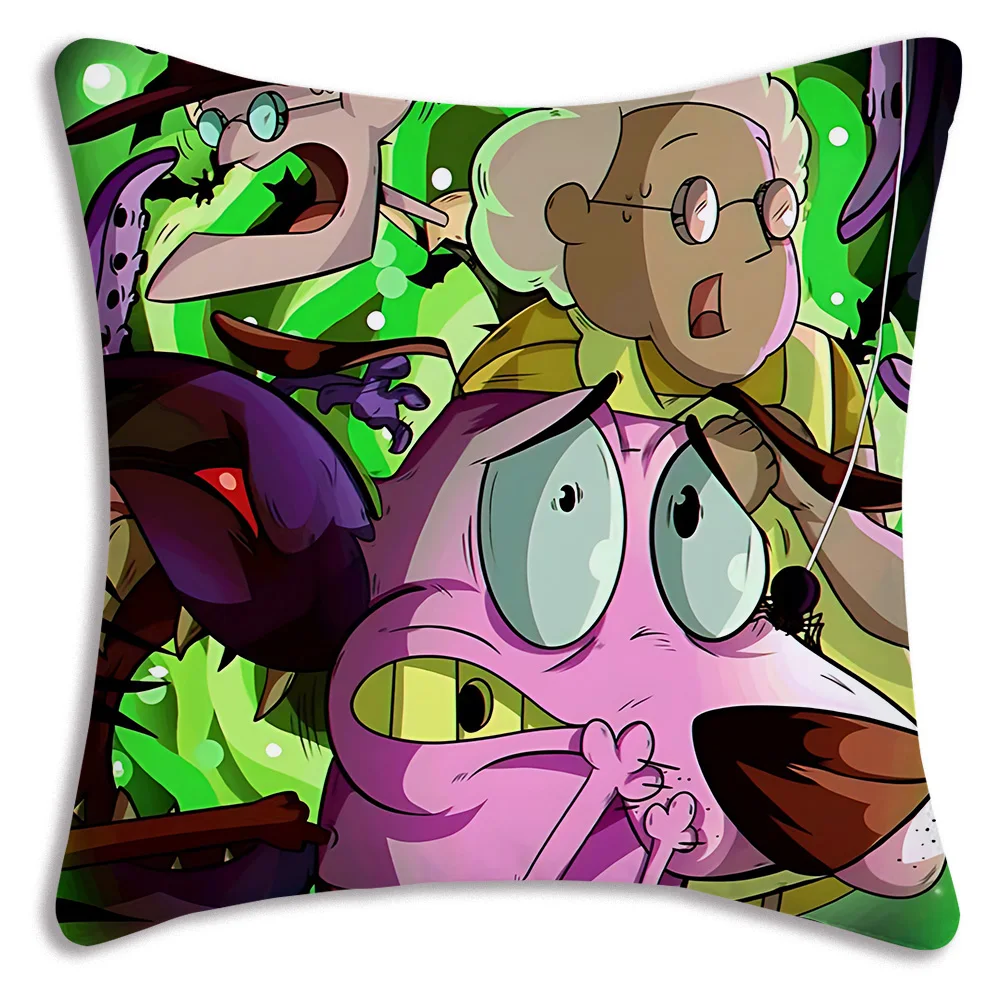 Cartoon C-COURAGE Pillow Covers Cartoon Sofa Decorative Home Double-sided Printing Short Plush Cute Cushion Cover C-Cowardly Dog