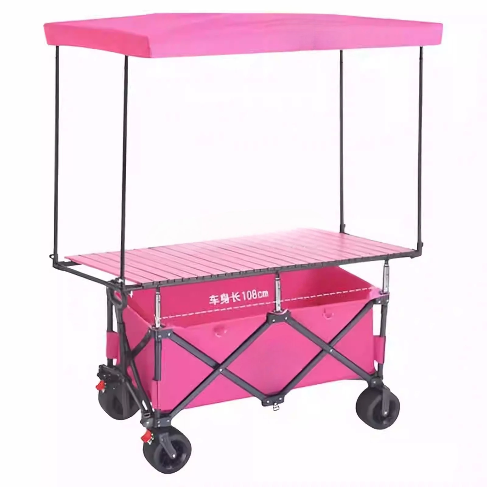 Carro de vendedor ambulante extragrande, carrito plegable ajustable para acampar al aire libre, 120x60, carrito de vendedor ambulante, comida para mercado nocturno