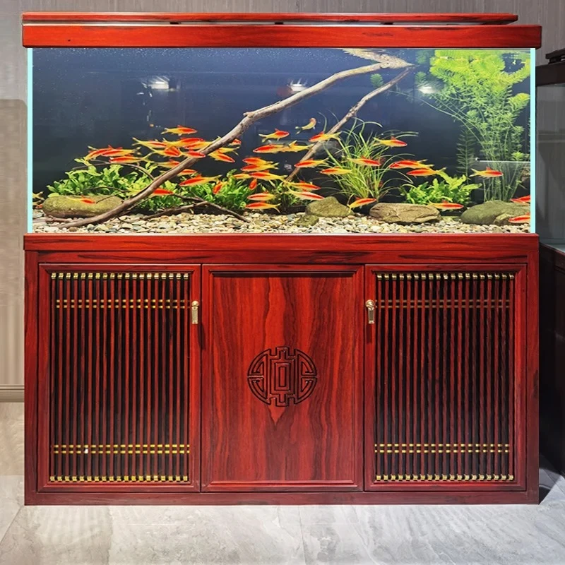 Hongyun fish tank large and medium-sized new ultra-white bottom filter aquarium screen dragon fish tank