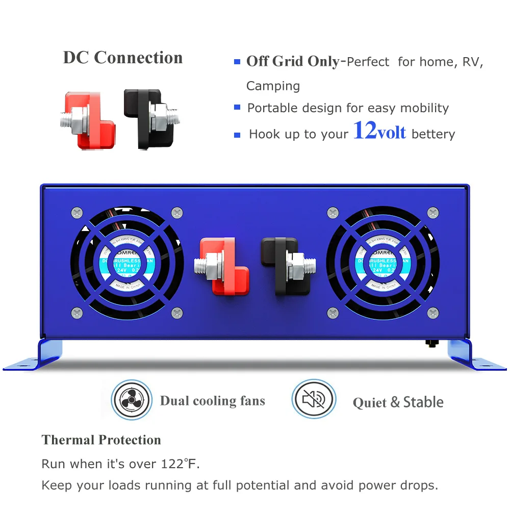 2026 Hot Sale WZRELB 3000W Car Power Home Appliance Inverter Pure Sine Wave DC to AC Power Converter Single Output view 3