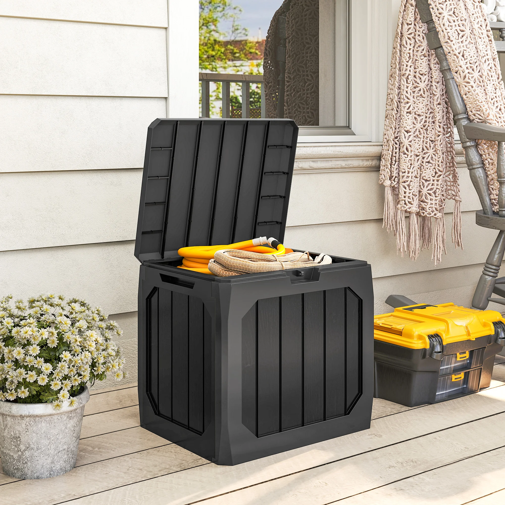 Outsunny Baúl de exterior 56x45x53 cm negro