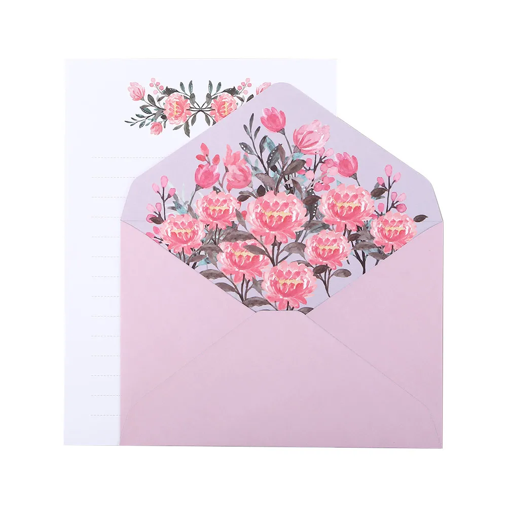 

Office Valentine's Day Letter Pad Gift Invitation Wedding Letter Paper Flowers Envelope Writing Paper Greeting Card